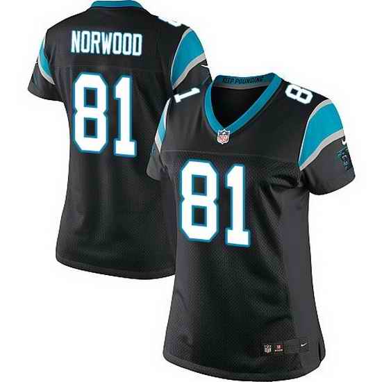 Nike Panthers #81 Kevin Norwood Black Team Color Women Stitched NFL Jersey
